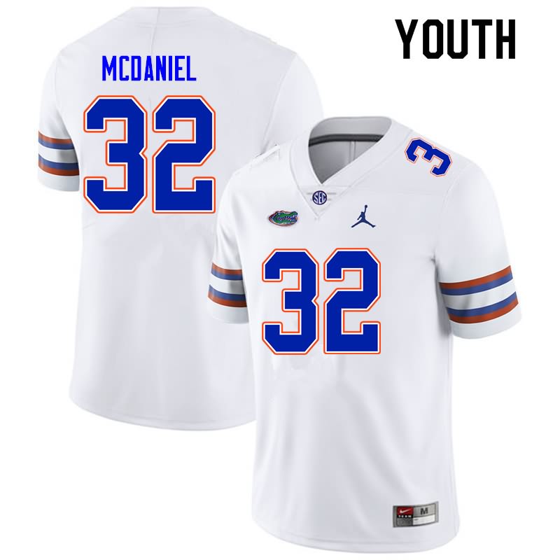 Youth NCAA Florida Gators Mordecai McDaniel #32 Stitched Authentic Nike White College Football Jersey HZP4865YM